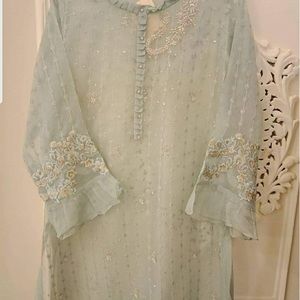 Agha noor organza kurti with embroidery